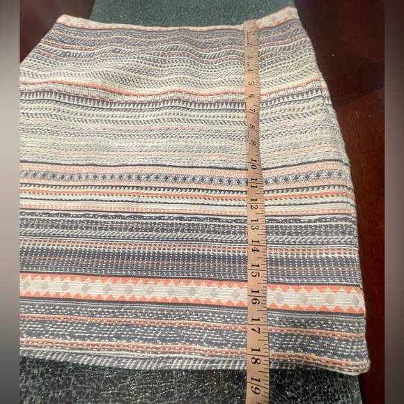 Dalia Tweed Geometric Lined Ivory & Orange & Gray Mini Skirt W Zipper Size 4 - Picture 9 of 14